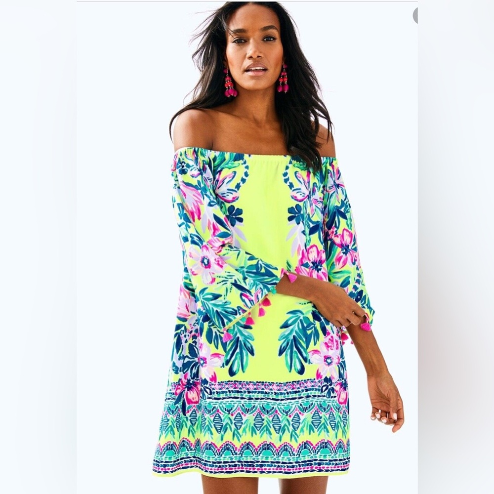 Lilly Pulitzer Payge Dress Yellow Lemur Small